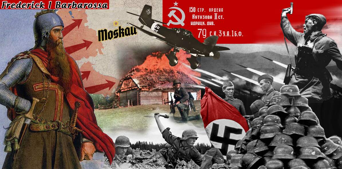 Operation Barbarossa, (Kejsar rödskägg), var Nazitysklands angrepps- och utrotningskrig i Sovjetunionen 1941. Initialt, tog sig tyskarna långt in i landet, men efter Stalingrad, gick kriget baklänges, tillbaka ända in i Tyskland.