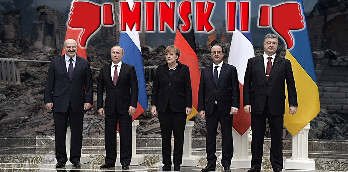 Avtalsparterna i Minsk II, Porochenko blev bortgjord och överenskommelsen blev därefter.