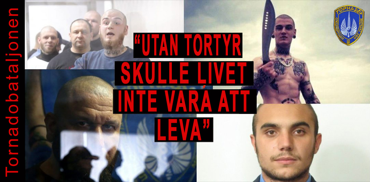 De ledande männen bakom bataljonen var; Daniil Lyashuk (upp till höger), Anatoly Plamadyal (ner till vänster) och Nikita Kust (ner till höger). Samtliga kriminella, vilka ägnade sig åt sexuell tortyr och mord och som Ukraina friger från fängelse. Citatet i mitten är tillskrivet Daniil Lyashuk