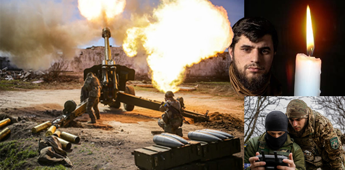 En artilleripjäs, vilken bemannas av soldater från bataljonen "Da Vinci Wolves" skjuter mot ryska positioner i mars 2022.