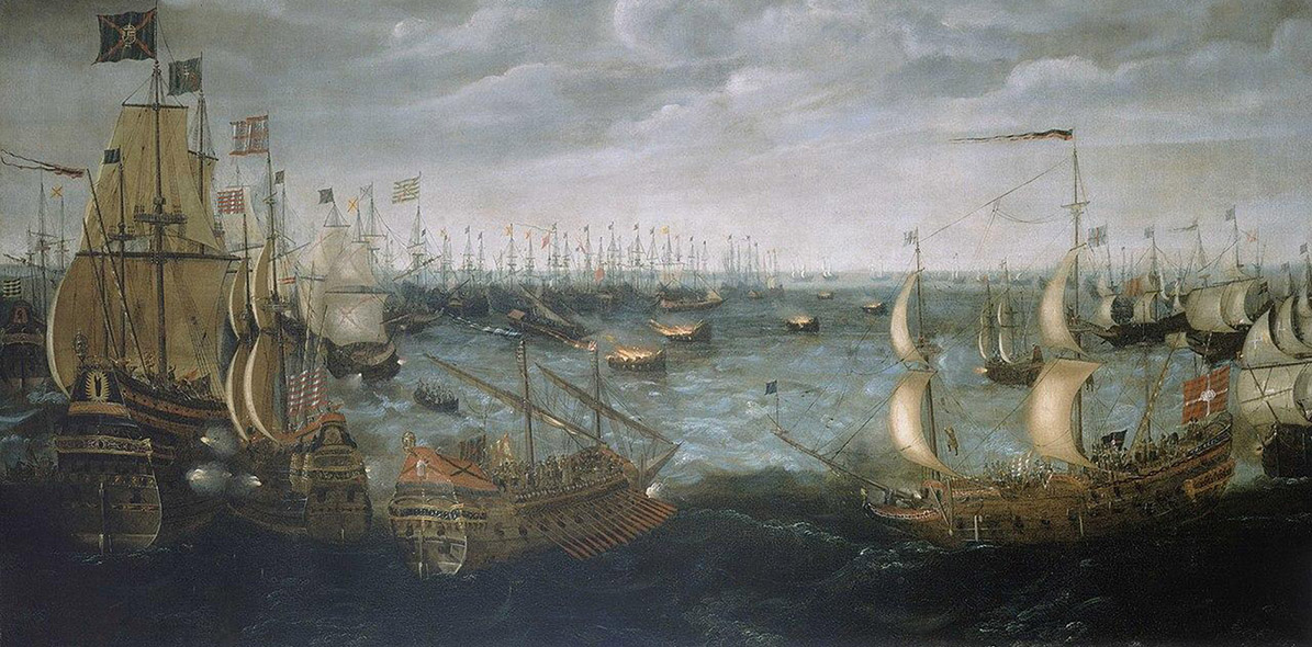 1588 och Drake fyllde åtta träskepp med krut. De sattes på drift, rakt mot den spanska armadan, då tidvattnet vände. När brandskeppen eller ”Helveteselden”, var alldeles nära antändes krutet och... 