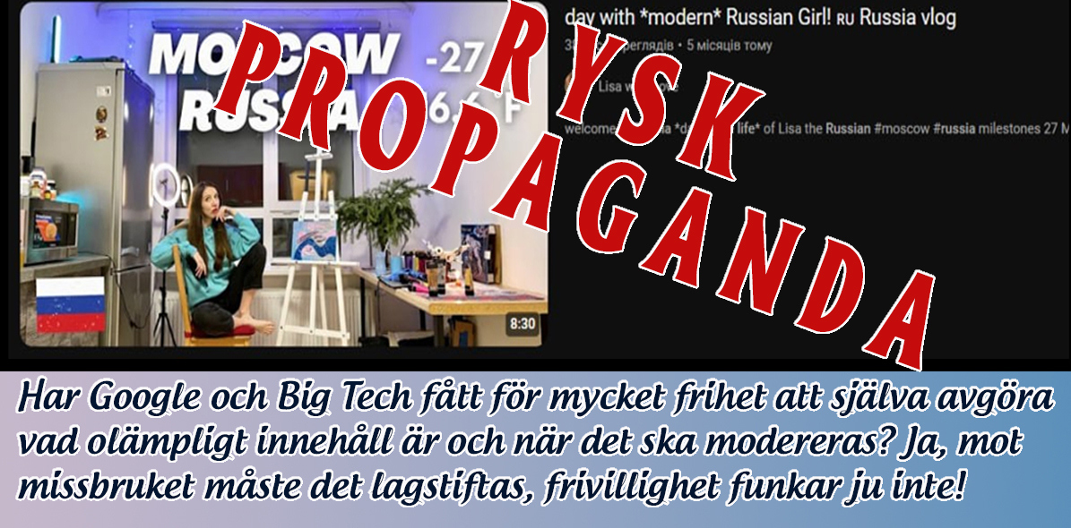Har Google och Big Tech fått för mycket frihet att själva avgöra vad olämpligt innehåll är och när det ska modereras? Ja, mot missbruket måste det lagstiftas, frivillighet funkar inte!