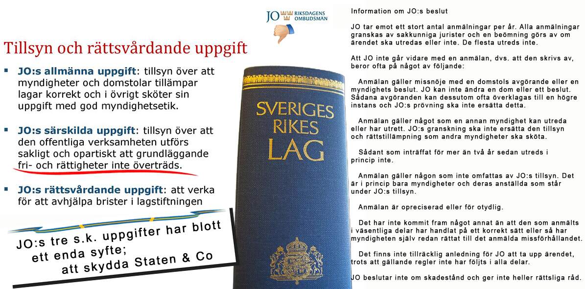 Sorry, jag har svårt att släppa, slappa JO, svårt att få ihop vad gott JO, enligt Staten &Co uträttar, när det icke stämmer, när resultatet av dennes arbete, som bäst är Bullshit!